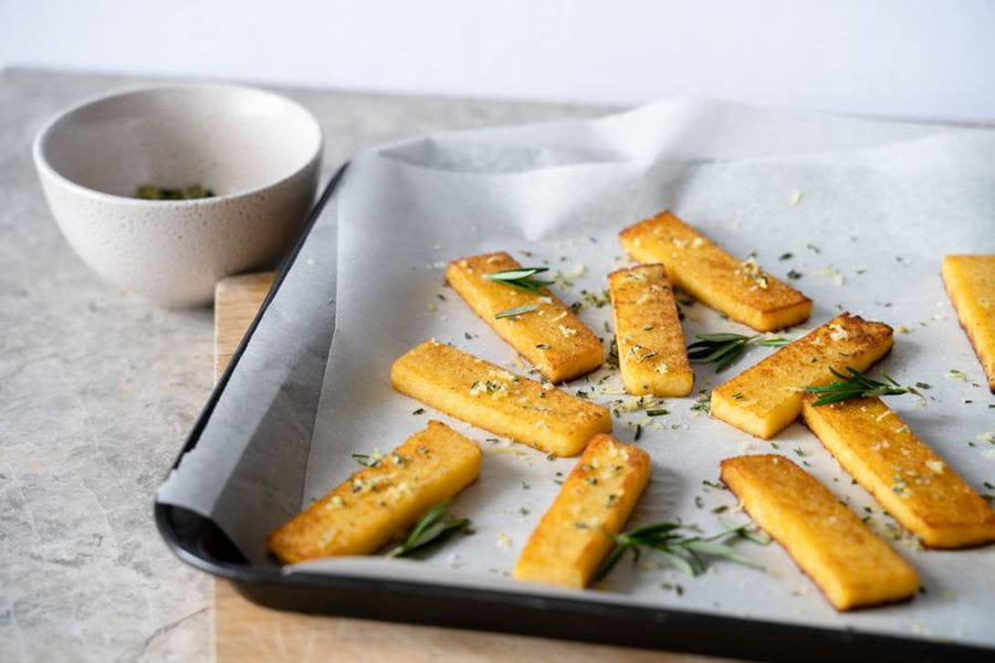 recipe image Polenta Chips with Rosemary Salt