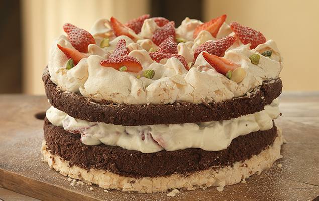 Chocolate Brownie Meringue Cake| Flora