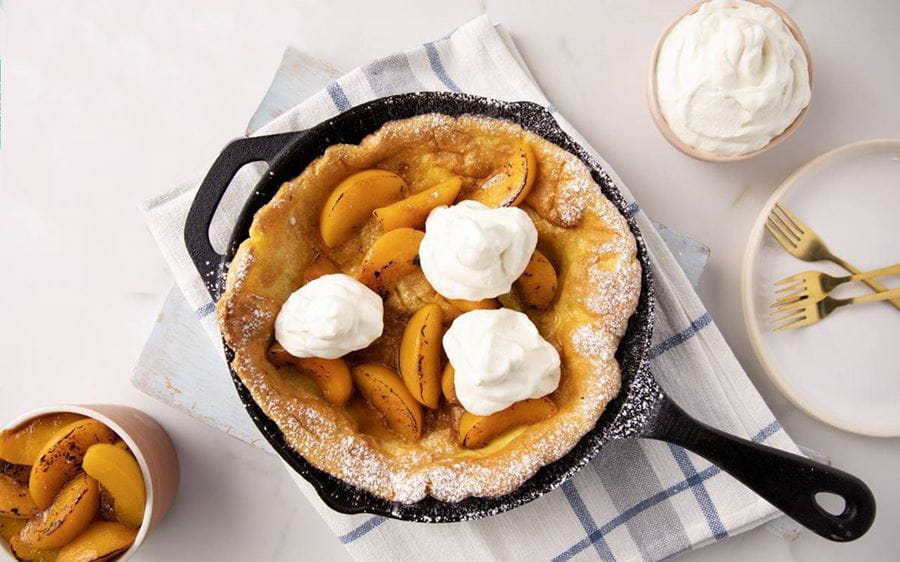 recipe image Peach Bourbon Dutch Baby