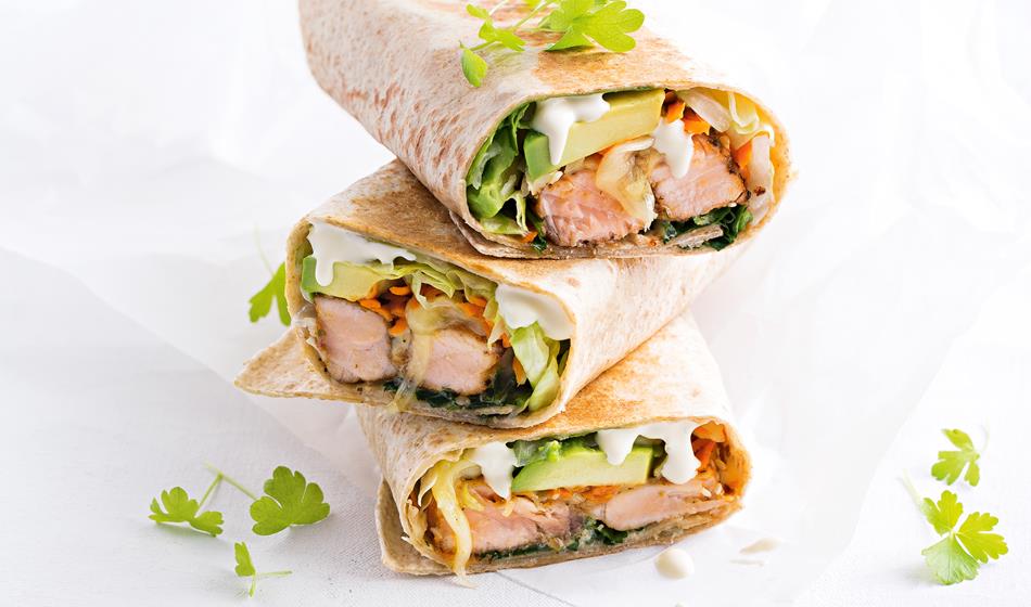 Toasted salmon burrito| Flora