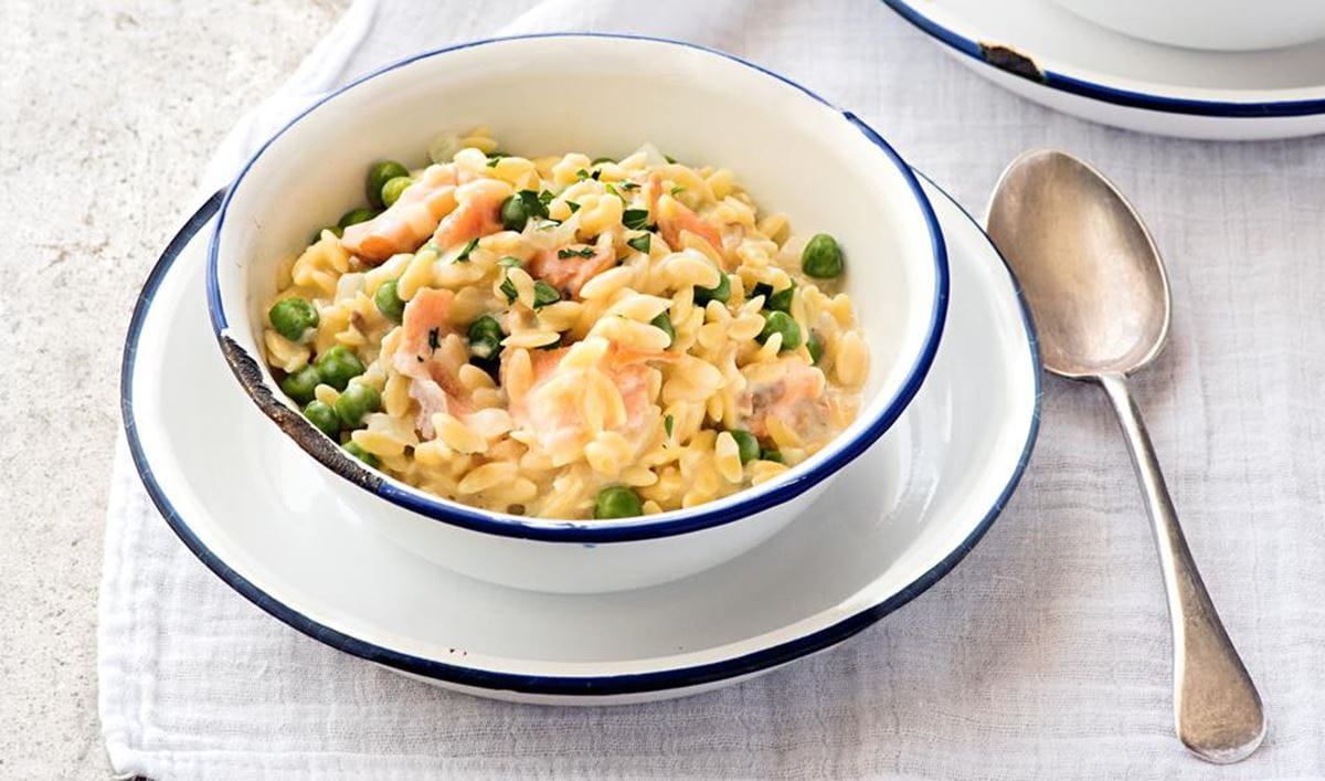 recipe image 15 minutes creamy salmon risoni