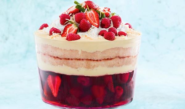 recipe image Berry and coconut christmas trifle